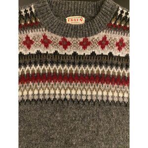 VTG Richman Brothers Orlon Acrylic Ski Sweater‎ Mens M Grey Fair Isle Pullover